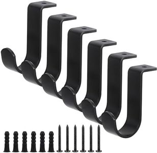 Sumnacon Ceiling Curtain Rod Brackets Set of 6 Metal Curtain Rod Bracket for Ceiling Curtain Rod Holder for 1 Inch Rod Sturdy Matte Black Ceiling Mount Curtain Rod Hooks for Bedroom Living Room