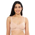 Amante Double Layered Cups Non-Wired Full Coverage Seamless Supima Cotton, Extended Front Straps Magic Shaper Super Support Bra - BRA78501 (Nude) (32D)