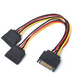 Multibao 15 Pin Sata Male to 2 Sata Female Power Splitter Y Cable 20cm