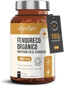 Fenogreco Capsulas Alta Dosis 2250mg, 2 Meses/180 Cápsulas de Semillas de Fenogreco En Polvo Bio Y Orgánico, Fenogreco Capsulas Salud Mujeres, VitaBright Fenugreek