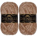 JubileeYarn Chenille Yarn - Worsted Weight - 100g/skein (2 Skeins, 103 Cannoli)