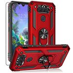 YZOK for LG Aristo 5 Case,with HD Screen Protector,LG Phoenix 5,LG Fortune 3,Risio 4 Case,[Military Grade] Ring Car Mount Kickstand Hybrid Hard PC Soft TPU Shockproof Protective Case for LG K8x (Red)
