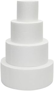 Bright Creations Foam Cake Dummies for Decorating, Display, 4 Tiers of 4" 6" 8" 10" Dummy Wedding Cake Rounds (14.4 Inches Tall)