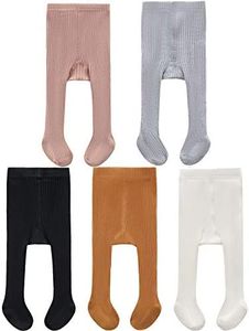 CECORC Baby Girls Tights Toddler Cable Knit Leggings Thick Cotton Infant Stockings Pantyhose 1-10T, 5 Pack (Black+white+grey+lightpink+ginger), 0-6 Months