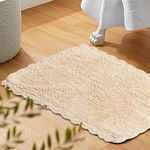 Habere India-All the Cultures Fabricating India - Crochet Bath Mat, Super Absorbent 100% Cotton & Quick Dry Bath Rug for Bathroom Floor Mats (Rectangular, Beige_60 x 40 CM)