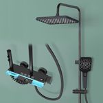 Plantex Shower Panel Full Set for Bathroom/Shower System with Hydroelectric Digital Display and Hot & Cold Mixer(S - 9008-Black)