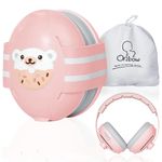 2-in-1 Baby Ear Protection for Babies Infant up to 48 Months, Baby Noise Cancelling Headphones with Cute Bear Design, Ear Muffs Noise Protection with Non-Slip Band for Airplane Travel Sleep, Pink