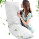 Full Body Pillow for Adults, Adjustable Long Bed Pillow for Sleeping, Shredded Memory Foam Hug Pillow with Bamboo Cover for Side/Back Sleeper and Pregnancy, 54x20 Inch