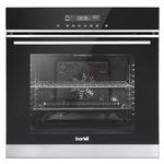 Baridi 60cm Built-In Fan Assisted, Single, Integrated 10 Function Electric Oven, Touchscreen Controls, 72L Capacity, Black/Stainless Steel - DH200