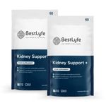 BestLyfe Kidney Support+ Supplement | 14 Nutrients & Vitamins | Twin Pack | 120 Capsules | Liver Detox | Kidney Cleanse | Gallbladder and Spleen Support | Healthy Urinary Tract | UK Made