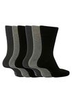 6 Pairs Mens BIGFOOT Gentle Grip Loose Top Socks Size 12-14 Uk, Plain Colours (Black/Navy/Grey)