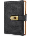 Diary with Lock, Leather Journal with Lock, Writing Journal Notebook Password Book with Pen, Vintage Journals for Men, Women, Girl, Boy, Size A5 (8.5 × 5.9 Inch) (Black)