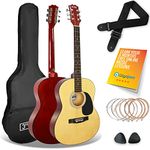 3rd Avenue Full Size 4/4 Acoustic Guitar Steel String Pack Bundle for Beginners - 6 Months FREE Lessons, Bag, Picks and Spare Strings - Natural