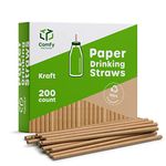 Comfy Package Kraft Paper Drinking Straws [200 Pack] 100% Biodegradable & Ink-Free