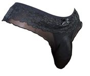 Sissy Pouch Panties Size 30"-40" lace Thong Bikini Briefs Underwear Sexy for Men VC (Black M)