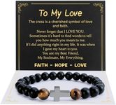 Men Boys Bracelet Gifts, Tiger Eye Stone And Cross, Gifts for Son Grandson Brother Nephew Dad Uncle Grandpa Inspirational, Birthday Christmas Thanksgiving Father's Day Retirement Graduation Gifts, 7.5 inch length suitable gifts for my love, Agate stone gifts for my love, agate stone