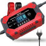 STHIRA® Fully Automatic Car Battery Charger, 12V6A Battery Charger, Trickle Charger and Maintainer, Smart LCD Multifunctional Vehical Battery Charger for Lead Acid Battery Charging and Maintenance