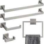 Lava Odoro 5-Piece Bathroom Hardware Accessories Set Brushed Nickel, Bathroom Towel Bar Holder Sets Wall Mounted Stainless Steel, 23.6-Inch