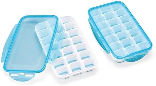 Collections Etc Easy Release Ice Cube Trays with Snap Close Lids - Set of 2