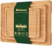 Homaxy Organic Bamboo Cutting Boards Set for Kitchen Set of 3, Wooden Cutting Board Set with Juice Groove and Handles, Charcuterie Serving Tray Wood Chopping Board Set for Meat Fruits & Vegetables