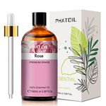 PHATOIL Rose Essential Oil, Pure Essential Oils for Aromatherapy Diffuser, 3.38FL.OZ Large Volume Bergamot Oil with Glass Dropper