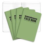 The Indestructible, Waterproof, Tearproof, Weatherproof Field Notebook - 3.5"x5.5" - Green - Lined Memo Book - Pack of 4