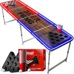 Beer Pong Official LED Light Full Set | 1 Table + 2 Racks + 22 Red Cups + 4 Balls | Complete Pack | Official Table Size | Party | OriginalCup®