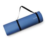 Amazon Basics NBR Yoga & Exercise Mat with Carrying Strap | 15 mm Extra Thick Cushioned Support | Non-Slip Textured Surface | Durable & Comfortable Foam Rubber Material | Floor Protection | Ideal for Yoga, Pilates & Home Workouts | 183 x 61 cm | Blue