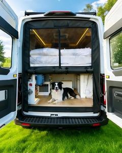 MELIPRON Van Bug Screen with Privacy Blackout Panel Fit for Ford Transit 2015-2025 Medium Roof Rear Door, Magnetic Self-Closing Mosquito Net Fly Screen for Van Life Camping
