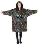 Marvel Oversized Hoodie Blanket for Kids, Black Panther Avengers Gifts for Boys (Grey Aop)