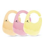 StarAndDaisy Reusable Silicone Baby Bib with Adjustable Buttons for Mess-Free Feeding, Weaning, and Easy Cleaning and Waterproof. (PACK OF 3-MULTICOLOR)