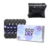 Eco Lily® Reusable Sanitary Pads - Sanitary Towels - Period Pads (6Pk Pantyliner for Light Flow) – Leakproof Odour-Absorbing Charcoal Bamboo Pads with Waterproof Wet Bag