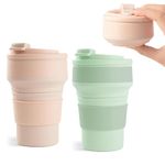 D-buy 2 Pack Collapsible Cup for Traveling, Silicone Camping Cup, Portable Cup for Camping for Hot and Cold Drinks, Collapsible Water Bottle, Leak Proof Folding Travel Coffee Mug for Camping, Hiking