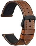 WOCCI Watch Band 22mm, Premium Saddle Style Vintage Leather Watch Strap with Black Buckle (Gold Brown)