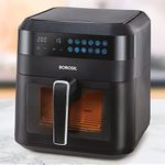 Borosil 1300 Watt Digital Air Fryer 4.7L Capacity with 10 Pre-set Menu Modes | Digital Display and 8-in-1 Multi-functionality – Bake Grill Roast Reheat with 90% Less Oil for Cooking (1 Year Warranty)