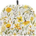 Tutolipy Wild Floral Print Tea Cozy Cover Warmth Keep Teapot Cover Insulated for Coffee Tea Drinkers Reusable Domed Tea Kettle Cosy Easy Storage Yellow