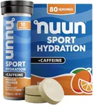 Nuun Sport + Caffeine Electrolyte Tablets - Dissolvable in Water, Mango Orange Flavor, 5 Essential Electrolytes for Hydration, 1g Sugar Drink Mix, Vegan, Non-GMO, 8 Pack (80 Total Servings)