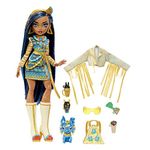 Monster High Doll, Cleo De Nile with Accessories and Pet Dog, Posable Fashion Doll with Blue Streaked Hair, HHK54