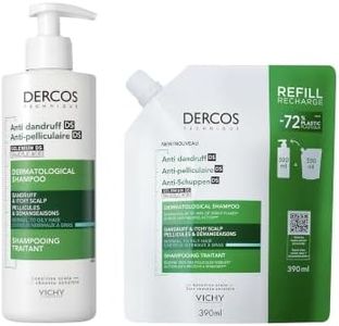 Vichy Dercos Anti-Dandruff Shampoo 390ml & Refill 390ml Bundle for Oily, Itchy, Flaky Scalp With Salicylic Acid & Selenium Sulfide, Dermatologist Recommended Treatment with for 6 Weeks Protection