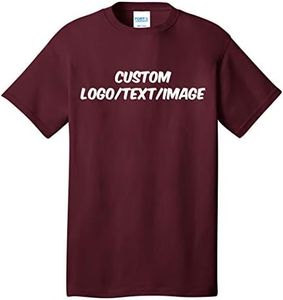 INK STITCH Unisex PC54 Custom Design Your Own Cotton Short Sleeve Tshirts - Maroon (3XL)