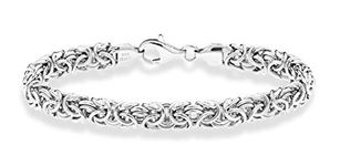 Miabella Italian 925 Sterling Silver Byzantine Bracelet for Women, Handmade in Italy, 7 Inch, Sterling Silver, no gemstone