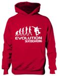 Print4U Skateboarding /Skater~Evolution Of ~Kids/Boys/Girls Hoodie 6 Colours 7-8 Red