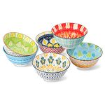 Cereal Bowls Porcelain 23 oz - Salad Soup Bowl Colorful 6.25" - Deep Bowls for Serving Ramen | Noodle | Pasta | Pho | Oatmeal - Microwave and Dishwasher Safe - Set of 6