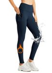 Willit Women's Fleece Lined Leggings Water Resistant Thermal Winter Pants Hiking Yoga Running Tights High Waisted Deep Blue S