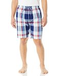 Wh80s9 Nautica Men's Soft Woven 100% Cotton Elastic Waistband Sleep Pajama Short, Deep Blue, X-Large