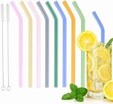 PEAKTOP Glass Straws, 8 Pcs Clear R
