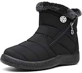 Gaatpot Women Winter Warm Snow Boots Ladies Slip On Water-resistant Outdoor Fur Lined Ankle Booties Shoes Black Size 7 UK /255(41) CN