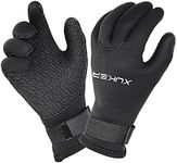 XUKER Water Gloves, 3mm & 5mm Neoprene Five Finger Warm Wetsuit Winter Gloves for Scuba Diving Snorkeling Paddling Surfing Kayaking Canoeing Spearfishing Skiing (3mm-Black, L)