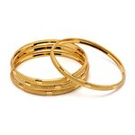 ZENEME Set Of 4 Gold-Plated Classic Textured Handcrafted Bangles (2.8)