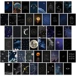 wall67 Wall Collage Kit Aesthetic Pictures,Moon & Stars Photo Collage Kit Dorm Room Decor for Teen Boy Girl,Trendy Room Decor Photo Collection for Bedroom (50pcs 4x6 inch)